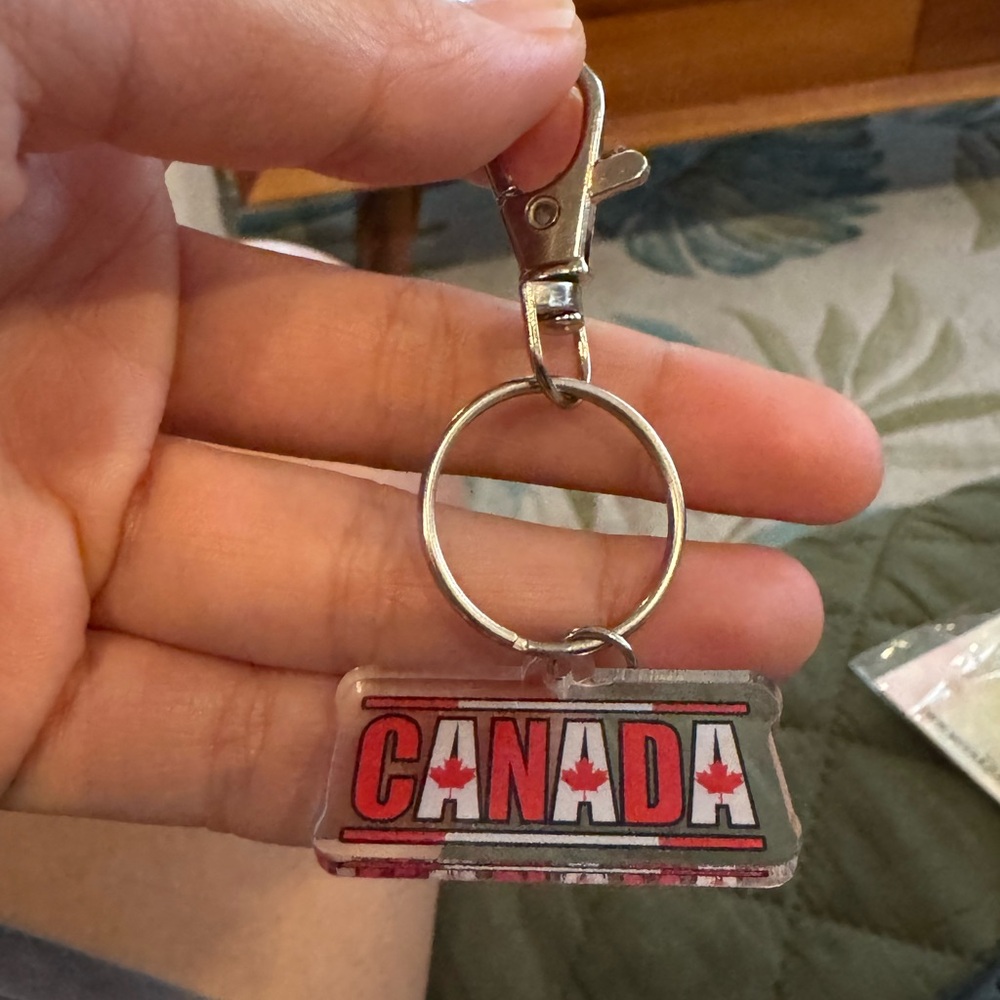 Canada Keychain with Red Maple Leaf Design